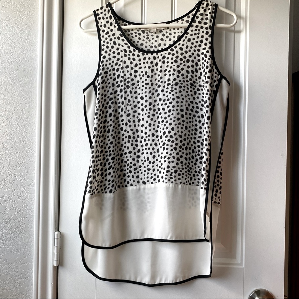 Leopard Print Sheer Polka Dot Sleeveless Top